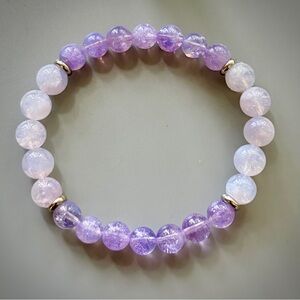 Lavender Amethyst Moonstone Handcrafted Bead Bracelet